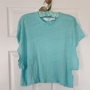 IRO Turquoise Short Sleeve Linen Tee